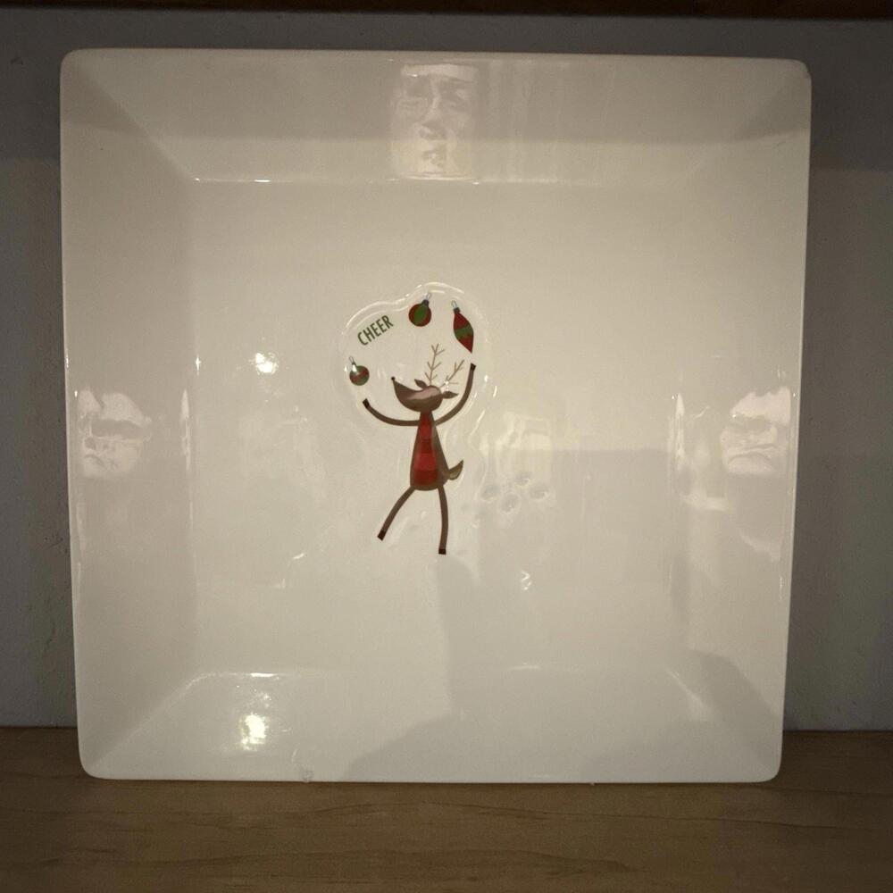 Christmas Saint Nicholas Square Reindeer Games Platter